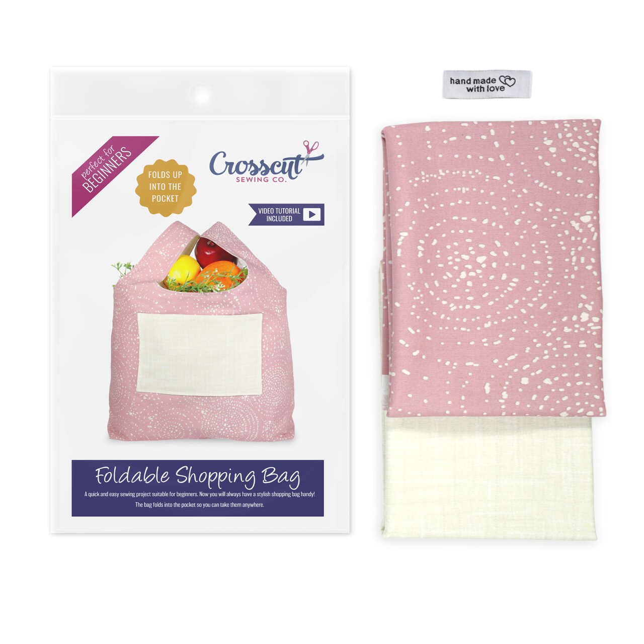 Crosscut Sewing Co.® Foldable Shopping Bag Sewing Kit - Beginner Sewing Project Kit